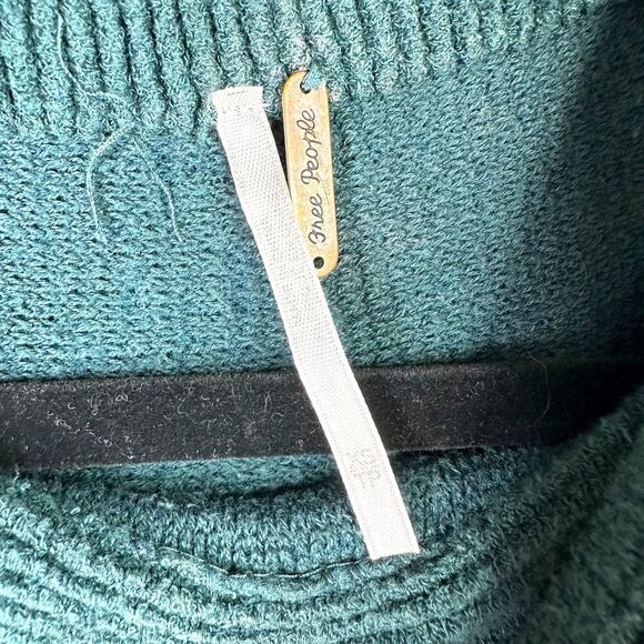 Free People Ottoman Dark Teal Structured Ribbed Slouchy Mock Neck Tunic Sweater - Picture 5 of 8